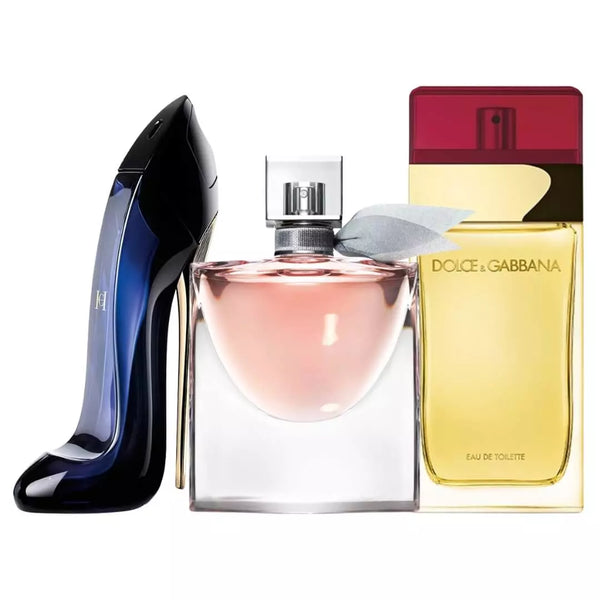 Combo 3 Perfumes Femininos - La Vie Est Belle, Dolce Gabbana e Good Girl - Eau de Toilette 100ml - Frete Grátis + Envio Imediato
